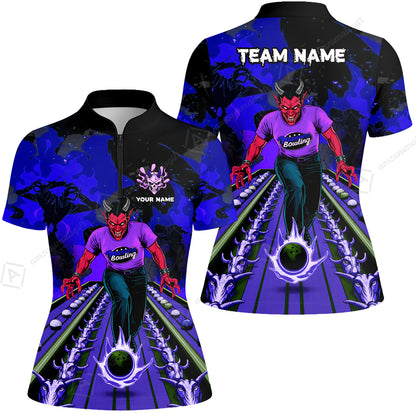 Custom Bowling Team Uniform Jersey Red Demon Bowling Shirt - Bowling Shirt Personalized Name And Team Name