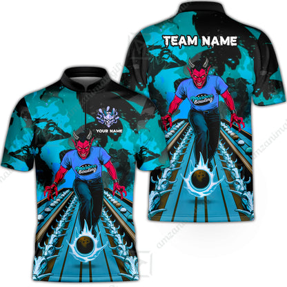 Custom Bowling Team Uniform Jersey Red Demon Bowling Shirt - Bowling Shirt Personalized Name And Team Name