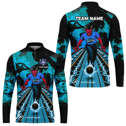 Custom Bowling Team Uniform Jersey Red Demon Bowling Shirt - Bowling Shirt Personalized Name And Team Name