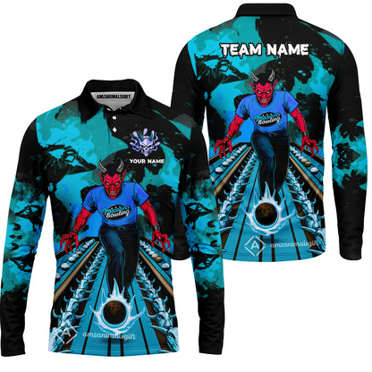 Custom Bowling Team Uniform Jersey Red Demon Bowling Shirt - Bowling Shirt Personalized Name And Team Name