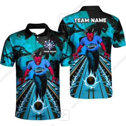 Custom Bowling Team Uniform Jersey Red Demon Bowling Shirt - Bowling Shirt Personalized Name And Team Name