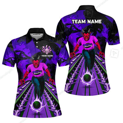 Custom Bowling Team Uniform Jersey Red Demon Bowling Shirt - Bowling Shirt Personalized Name And Team Name