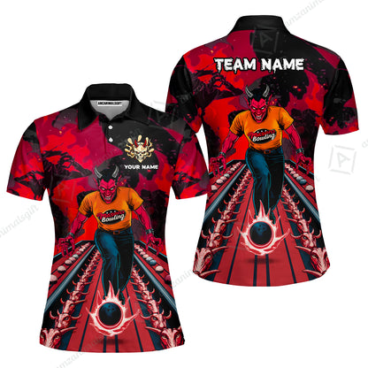 Custom Bowling Team Uniform Jersey Red Demon Bowling Shirt - Bowling Shirt Personalized Name And Team Name