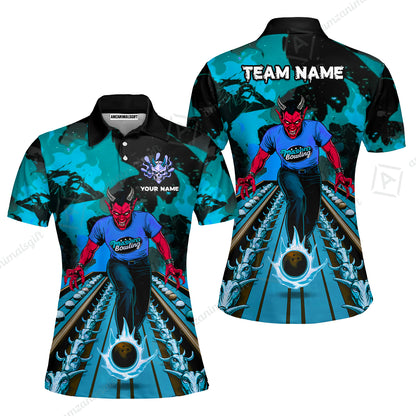 Custom Bowling Team Uniform Jersey Red Demon Bowling Shirt - Bowling Shirt Personalized Name And Team Name