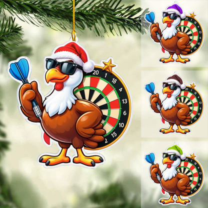 Personalized Dart Christmas Ornament, Chicken Plays Dart, Custom Ornament Christmas Gift, Keychain Dart, Car Ornament Dart
