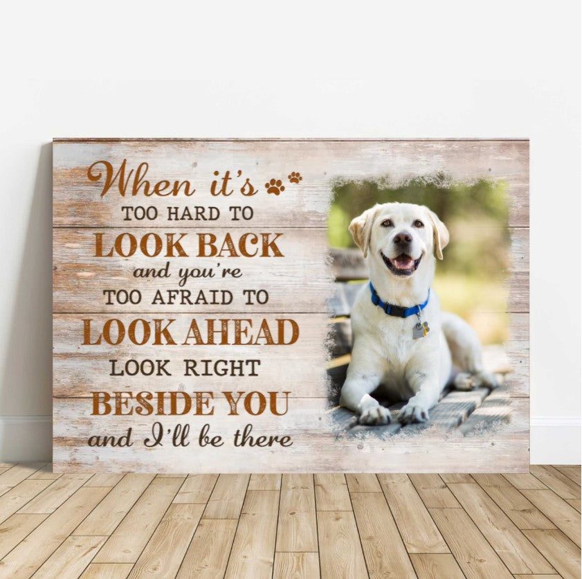 Personalized Dog Landscape Canvas, Pawprints Canvas, Custom Pet Photo Canvas, Perfect Gift For Dog Lovers, Friends, Family