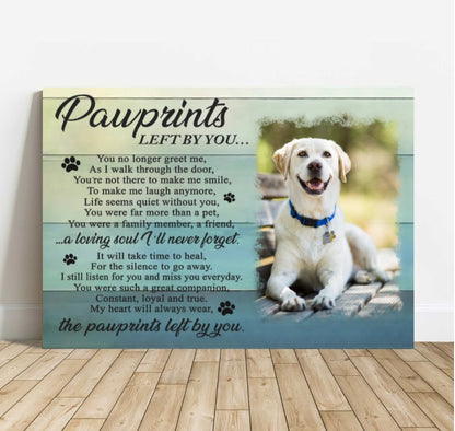 Personalized Dog Landscape Canvas, Pawprints Canvas, Custom Pet Photo Canvas, Perfect Gift For Dog Lovers, Friends, Family