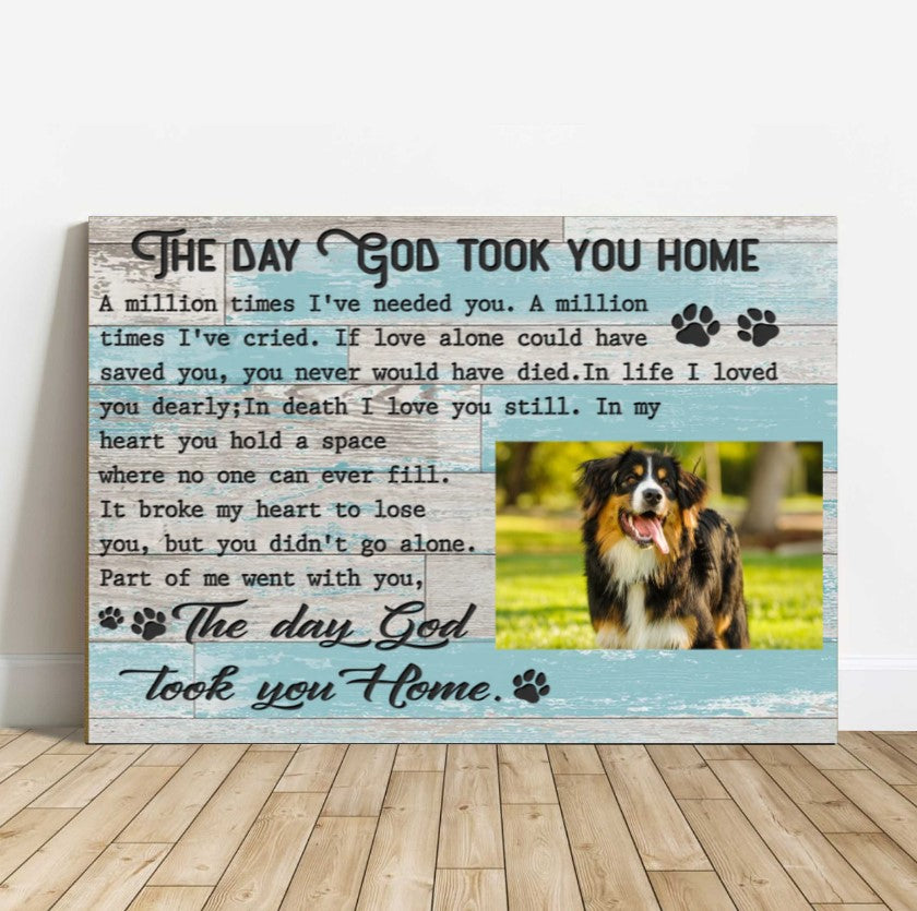 Personalized Dog Landscape Canvas, Memorial Dog Gift, Custom Canvas Prints Memorial Pet Photo Waiting At The Door, Perfect Gift For Dog Lovers, Family