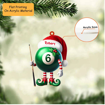Personalized Billiards Christmas Ornament, Elf Number Pool Ball Mascot, Custom Ornament Christmas Gift, Keychain Bowling, Car Ornament Bowling