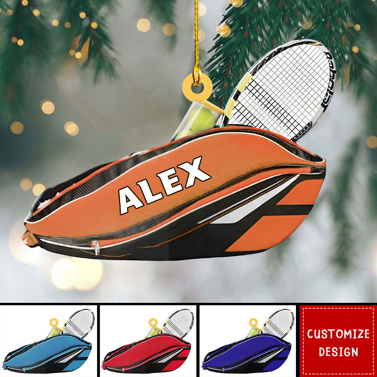 Personalized Tennis Backpacks Flat Acrylic Ornament, Meaningful Ornament Gifts For Tennis Player, Tennis Lovers