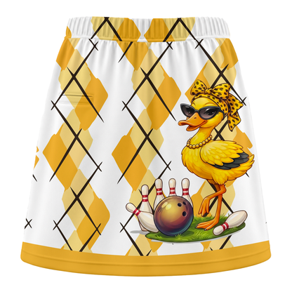 Customized Bowling Trouser Skirts With Shorts Underneath, Bowling Sassy Diva Duckling Argyle Skorts With Pockets