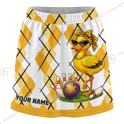 Customized Bowling Trouser Skirts With Shorts Underneath, Bowling Sassy Diva Duckling Argyle Skorts With Pockets