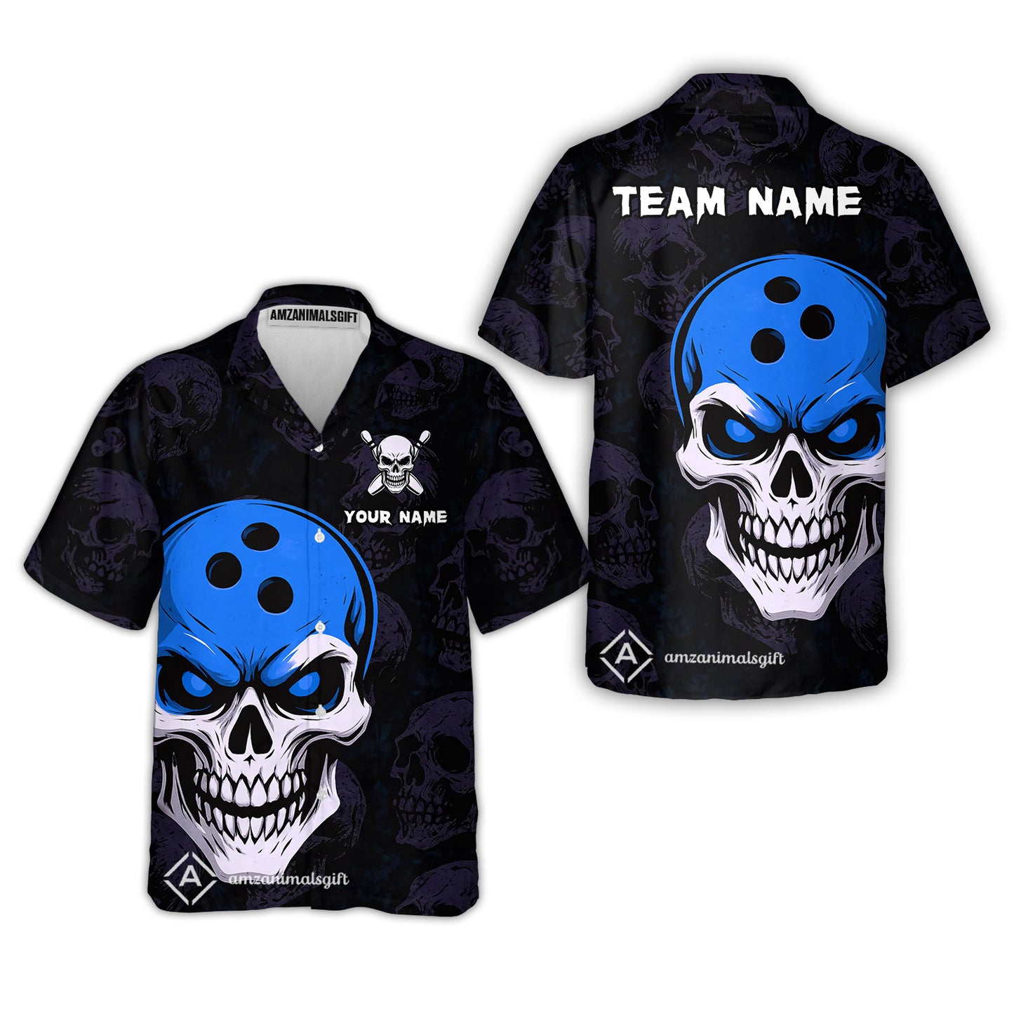 Custom Bowling Team Uniform Jersey Skull Bowling Shirt with Gothic Style, Bowling uniforms, Personalized Name And Team Name
