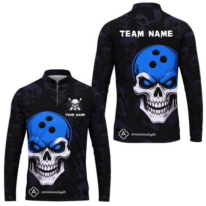 Custom Bowling Team Uniform Jersey Skull Bowling Shirt with Gothic Style, Bowling uniforms, Personalized Name And Team Name