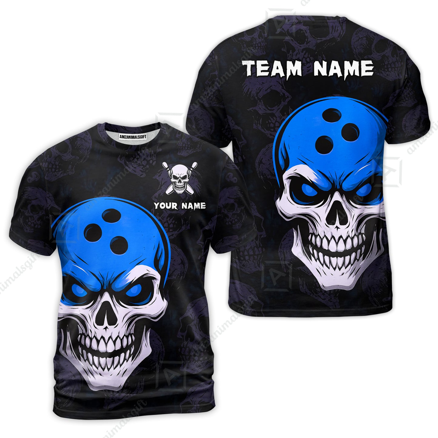 Custom Bowling Team Uniform Jersey Skull Bowling Shirt with Gothic Style, Bowling uniforms, Personalized Name And Team Name
