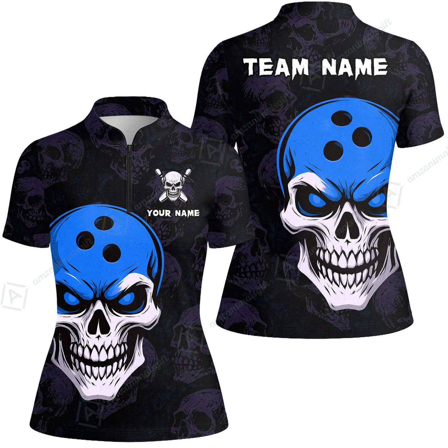 Custom Bowling Team Uniform Jersey Skull Bowling Shirt with Gothic Style, Bowling uniforms, Personalized Name And Team Name
