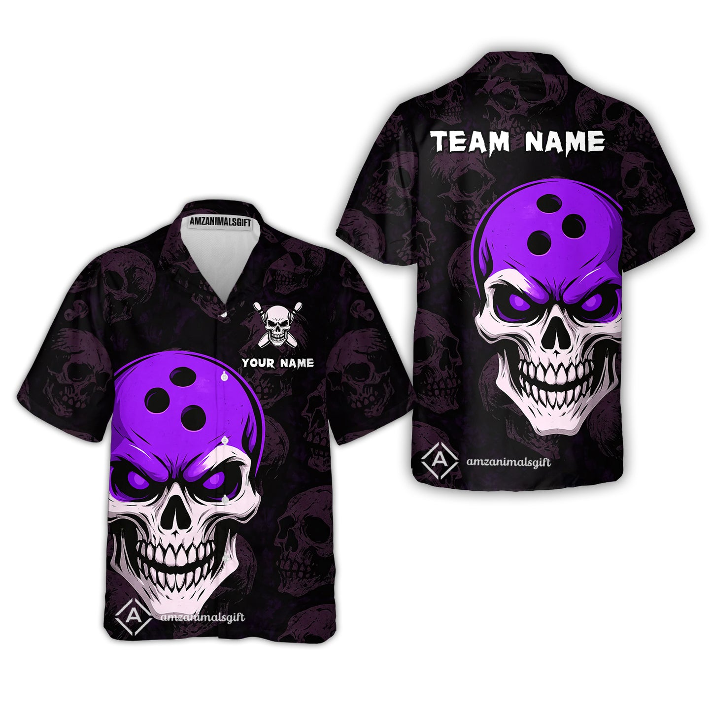 Custom Bowling Team Uniform Jersey Skull Bowling Shirt with Gothic Style, Bowling uniforms, Personalized Name And Team Name