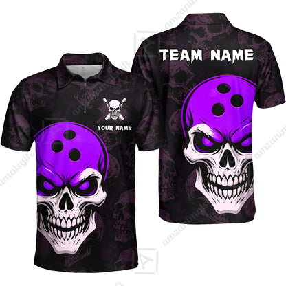 Custom Bowling Team Uniform Jersey Skull Bowling Shirt with Gothic Style, Bowling uniforms, Personalized Name And Team Name