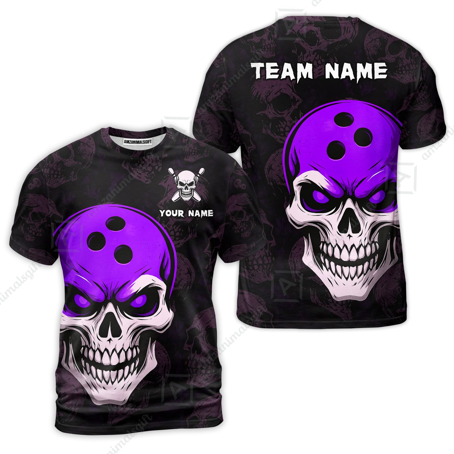 Custom Bowling Team Uniform Jersey Skull Bowling Shirt with Gothic Style, Bowling uniforms, Personalized Name And Team Name