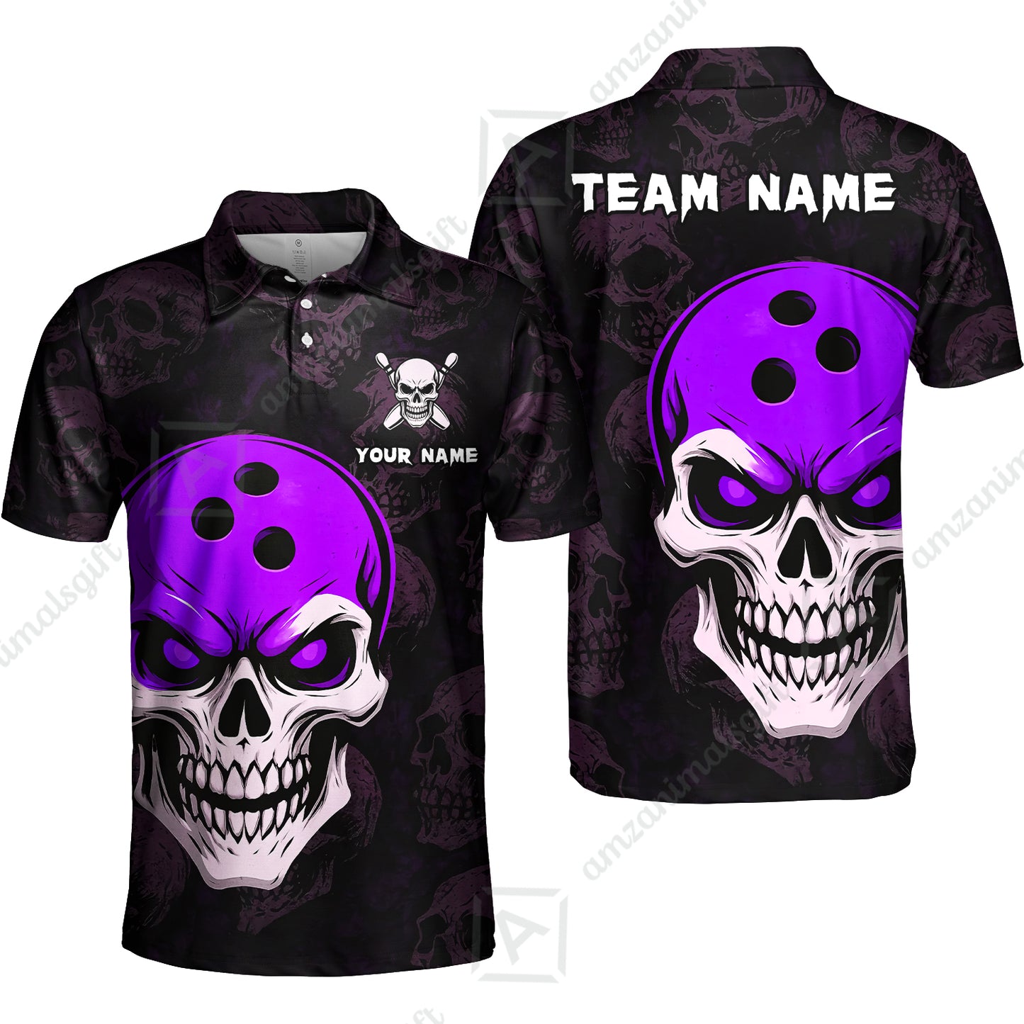 Custom Bowling Team Uniform Jersey Skull Bowling Shirt with Gothic Style, Bowling uniforms, Personalized Name And Team Name