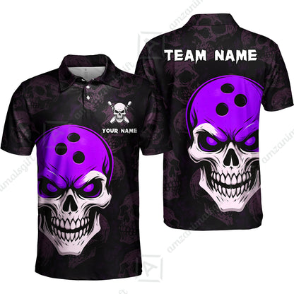 Custom Bowling Team Uniform Jersey Skull Bowling Shirt with Gothic Style, Bowling uniforms, Personalized Name And Team Name