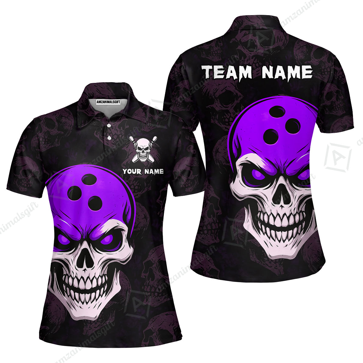 Custom Bowling Team Uniform Jersey Skull Bowling Shirt with Gothic Style, Bowling uniforms, Personalized Name And Team Name