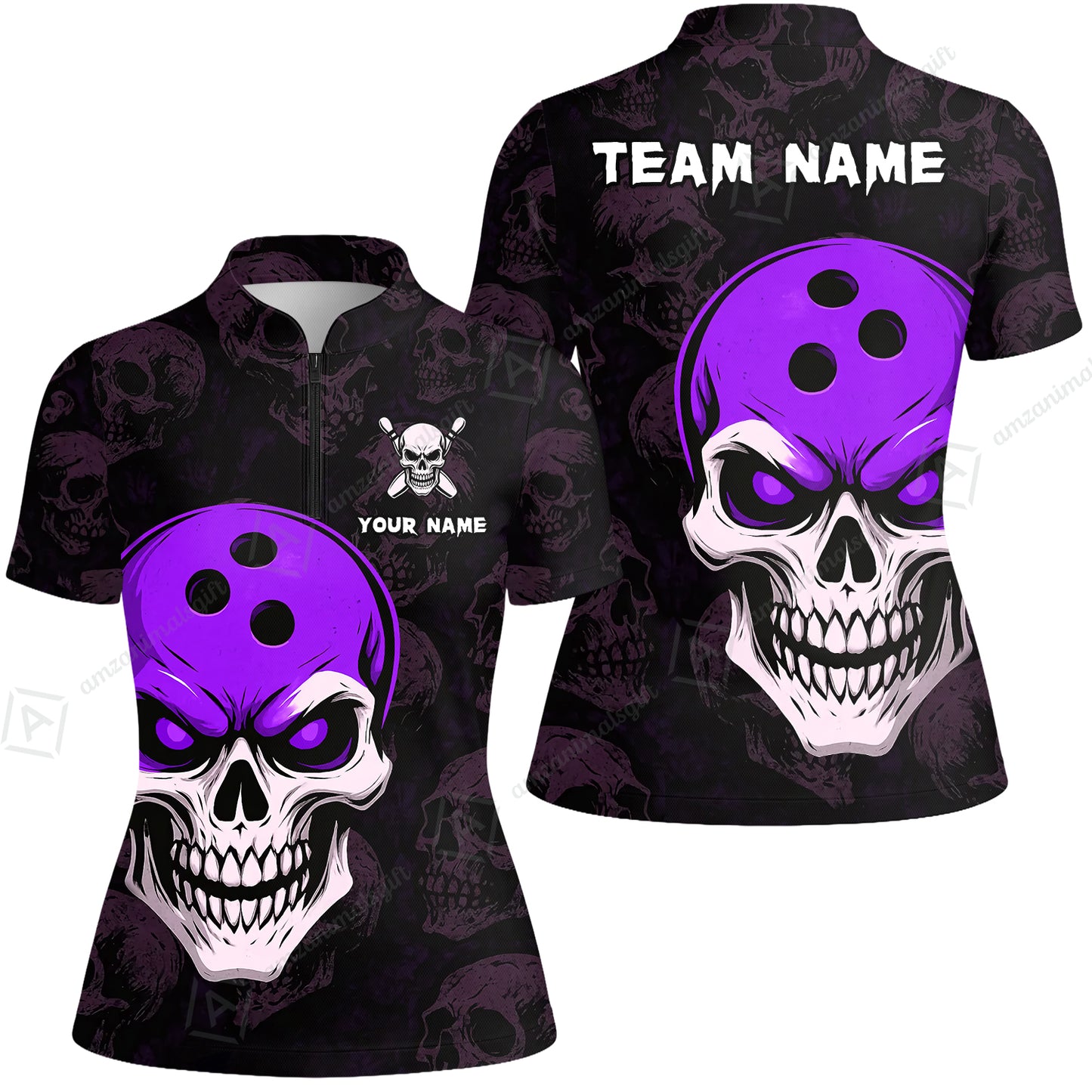 Custom Bowling Team Uniform Jersey Skull Bowling Shirt with Gothic Style, Bowling uniforms, Personalized Name And Team Name