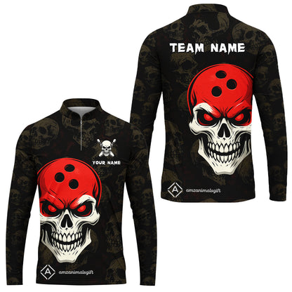 Custom Bowling Team Uniform Jersey Skull Bowling Shirt with Gothic Style, Bowling uniforms, Personalized Name And Team Name