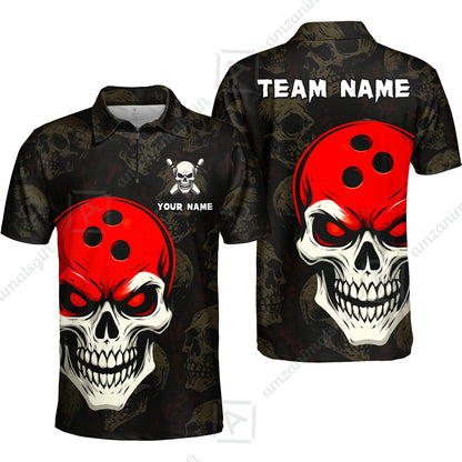Custom Bowling Team Uniform Jersey Skull Bowling Shirt with Gothic Style, Bowling uniforms, Personalized Name And Team Name