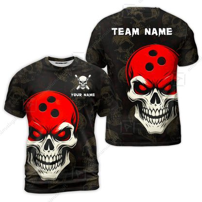 Custom Bowling Team Uniform Jersey Skull Bowling Shirt with Gothic Style, Bowling uniforms, Personalized Name And Team Name