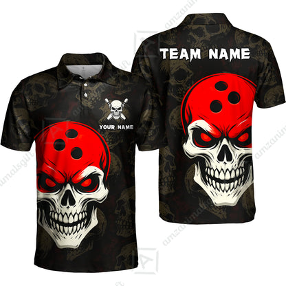 Custom Bowling Team Uniform Jersey Skull Bowling Shirt with Gothic Style, Bowling uniforms, Personalized Name And Team Name
