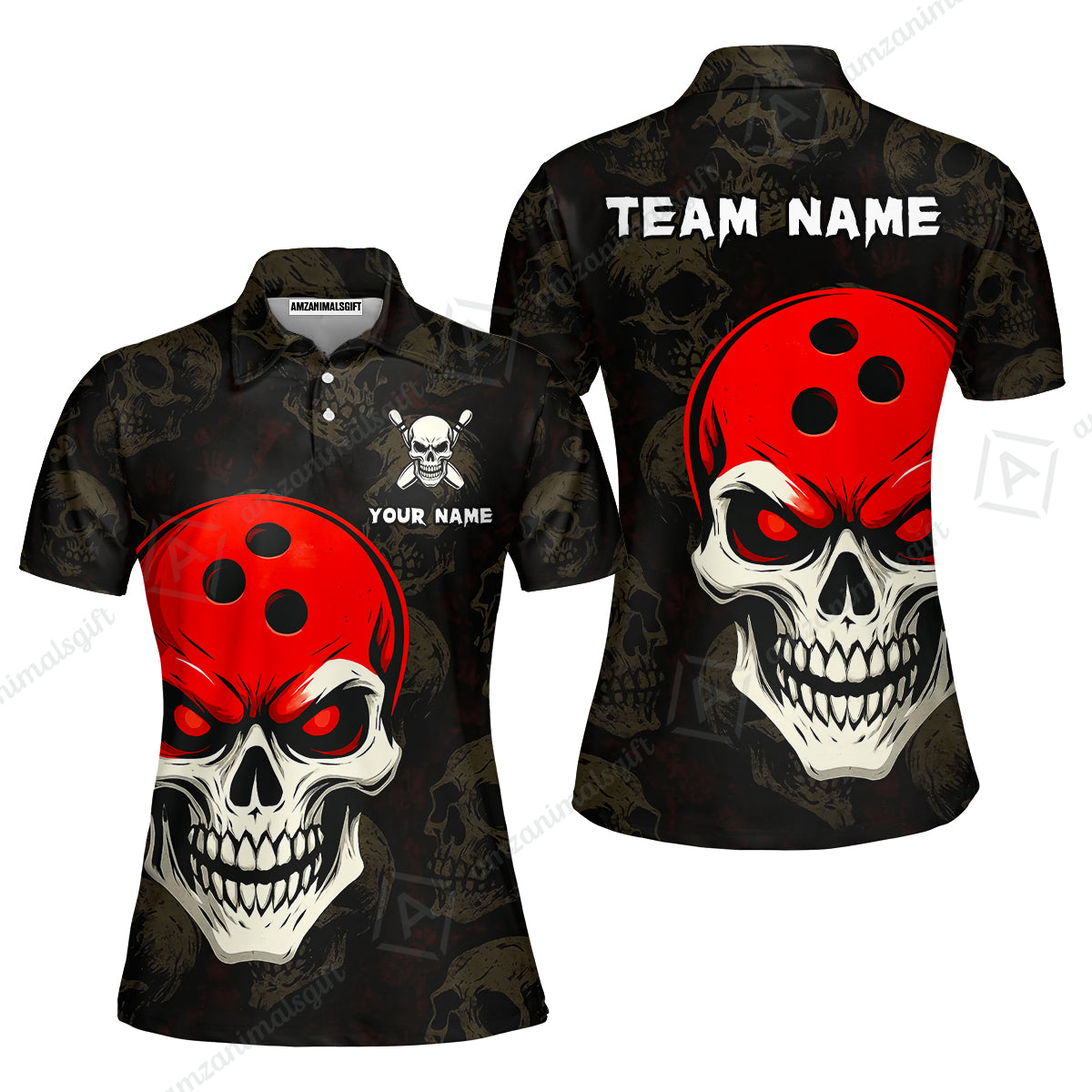 Custom Bowling Team Uniform Jersey Skull Bowling Shirt with Gothic Style, Bowling uniforms, Personalized Name And Team Name