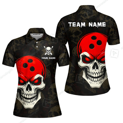 Custom Bowling Team Uniform Jersey Skull Bowling Shirt with Gothic Style, Bowling uniforms, Personalized Name And Team Name