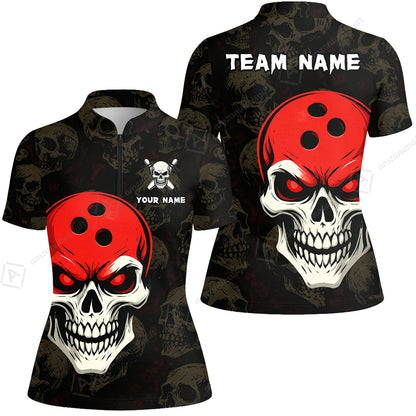 Custom Bowling Team Uniform Jersey Skull Bowling Shirt with Gothic Style, Bowling uniforms, Personalized Name And Team Name