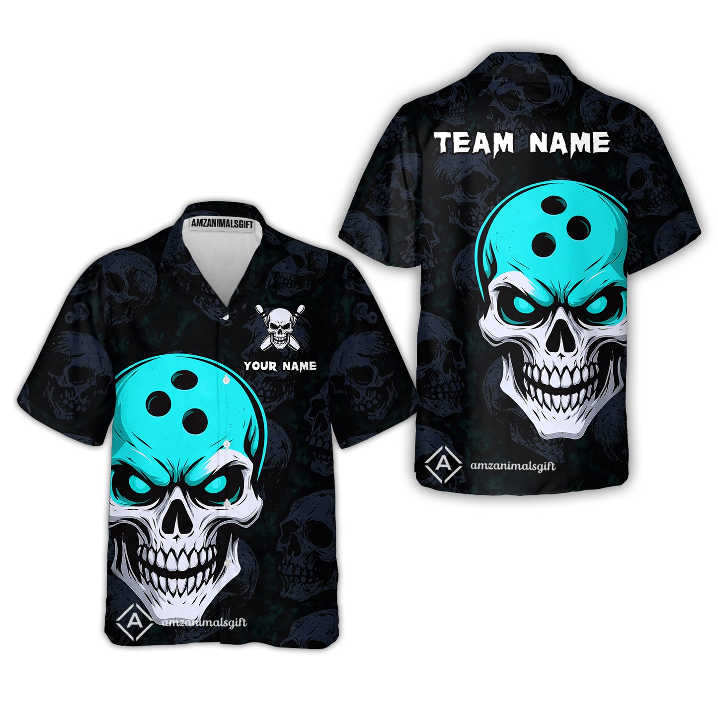 Custom Bowling Team Uniform Jersey Skull Bowling Shirt with Gothic Style, Bowling uniforms, Personalized Name And Team Name
