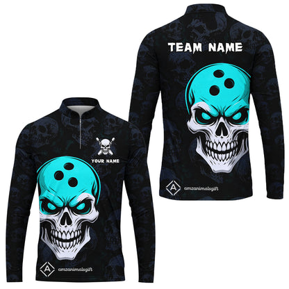 Custom Bowling Team Uniform Jersey Skull Bowling Shirt with Gothic Style, Bowling uniforms, Personalized Name And Team Name