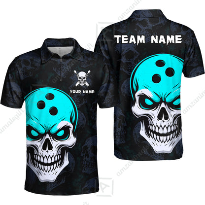 Custom Bowling Team Uniform Jersey Skull Bowling Shirt with Gothic Style, Bowling uniforms, Personalized Name And Team Name