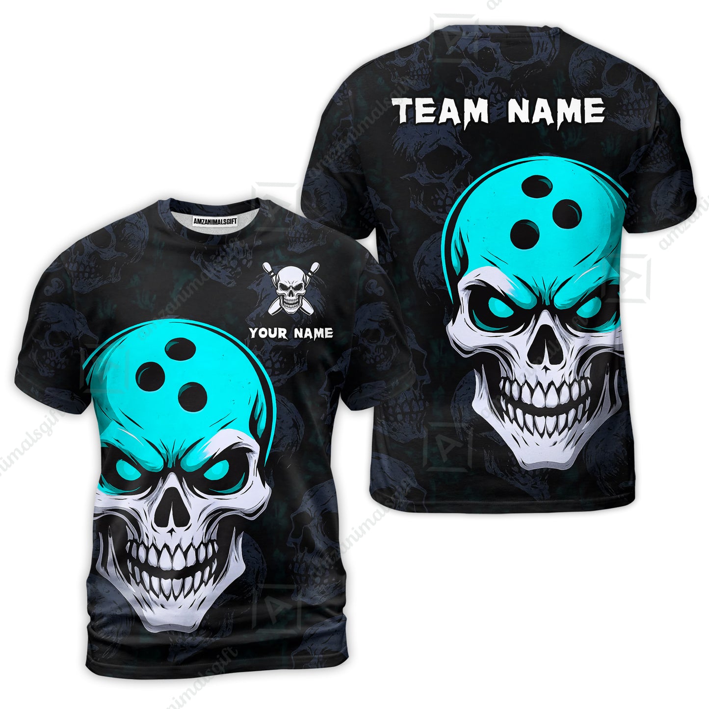 Custom Bowling Team Uniform Jersey Skull Bowling Shirt with Gothic Style, Bowling uniforms, Personalized Name And Team Name