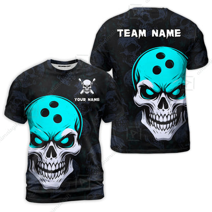 Custom Bowling Team Uniform Jersey Skull Bowling Shirt with Gothic Style, Bowling uniforms, Personalized Name And Team Name