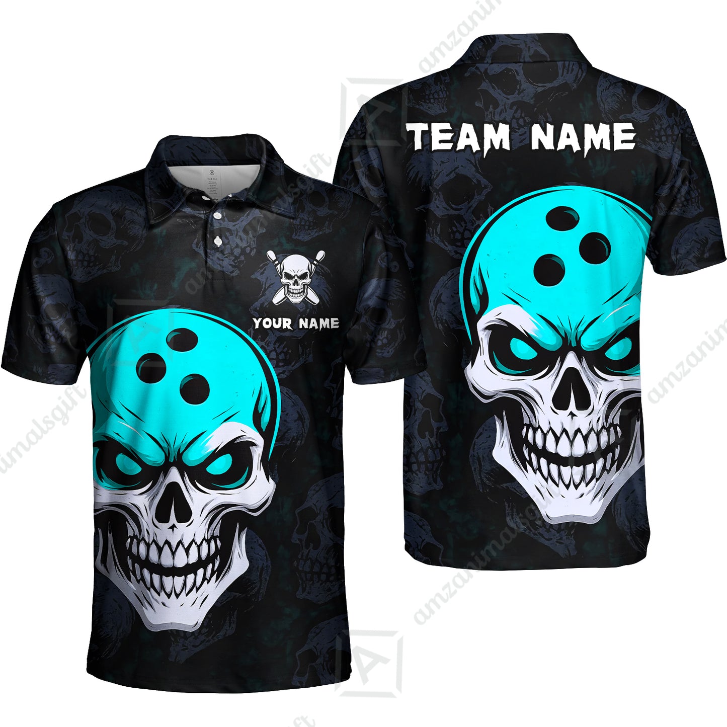 Custom Bowling Team Uniform Jersey Skull Bowling Shirt with Gothic Style, Bowling uniforms, Personalized Name And Team Name
