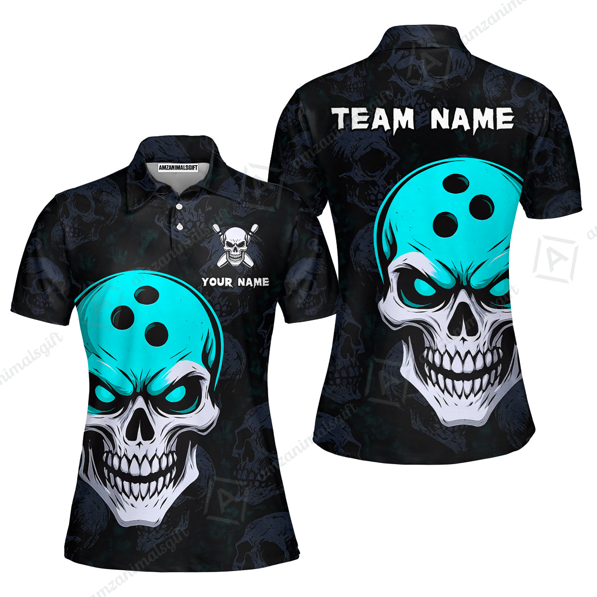 Custom Bowling Team Uniform Jersey Skull Bowling Shirt with Gothic Style, Bowling uniforms, Personalized Name And Team Name