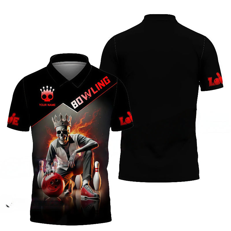 Skull King Fire Effect Design Unisex Polo