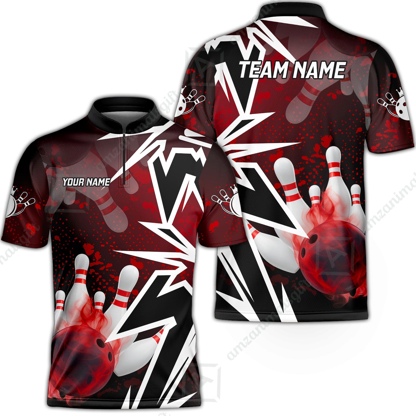 Custom Bowling Team Uniform Jersey Smoke Bowling Graffiti Unisex Polo Shirts, Bowling Uniform, Personalized Name And Team Name