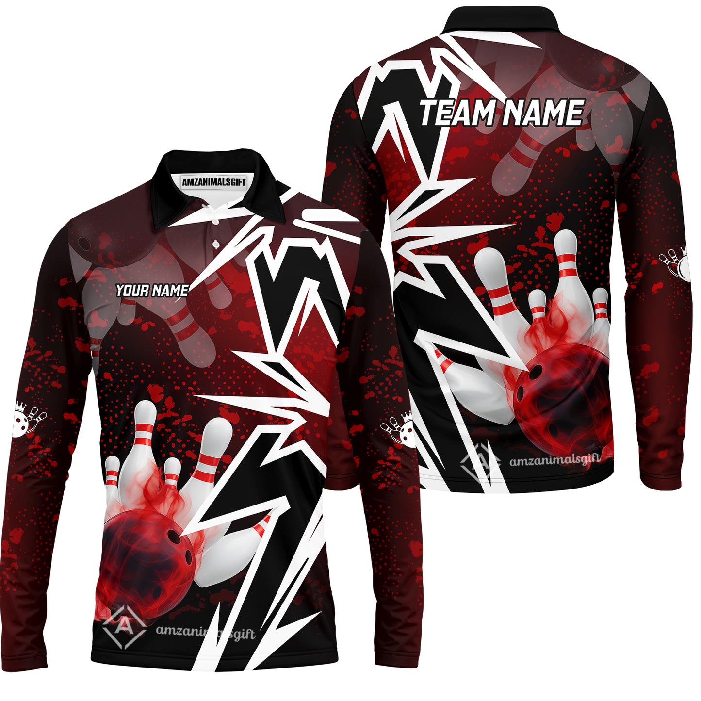 Custom Bowling Team Uniform Jersey Smoke Bowling Graffiti Unisex Polo Shirts, Bowling Uniform, Personalized Name And Team Name