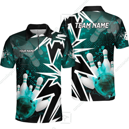 Custom Bowling Team Uniform Jersey Smoke Bowling Graffiti Unisex Polo Shirts, Bowling Uniform, Personalized Name And Team Name