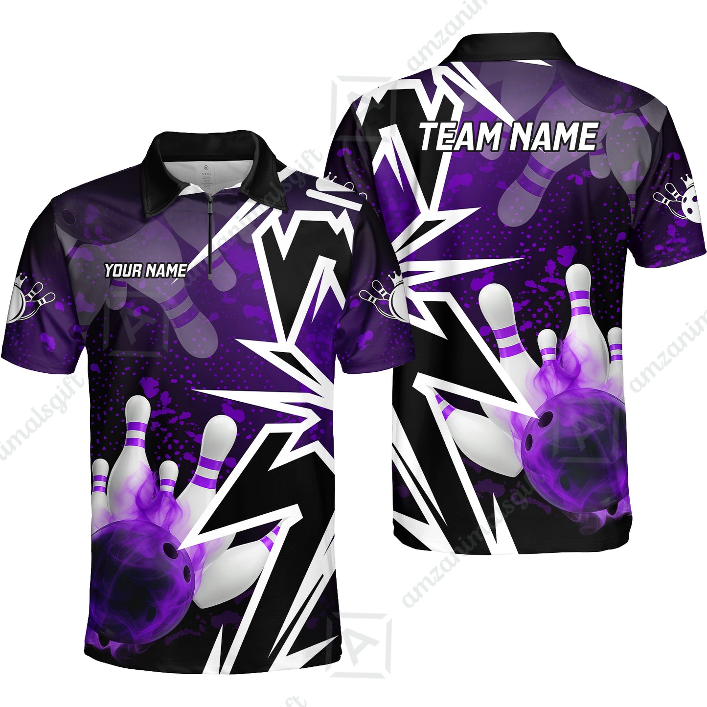 Custom Bowling Team Uniform Jersey Smoke Bowling Graffiti Unisex Polo Shirts, Bowling Uniform, Personalized Name And Team Name