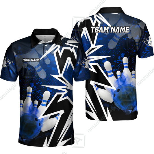 Custom Bowling Team Uniform Jersey Smoke Bowling Graffiti Unisex Polo Shirts, Bowling Uniform, Personalized Name And Team Name