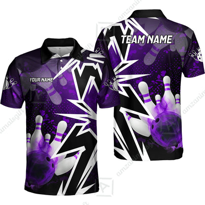 Custom Bowling Team Uniform Jersey Smoke Bowling Graffiti Unisex Polo Shirts, Bowling Uniform, Personalized Name And Team Name