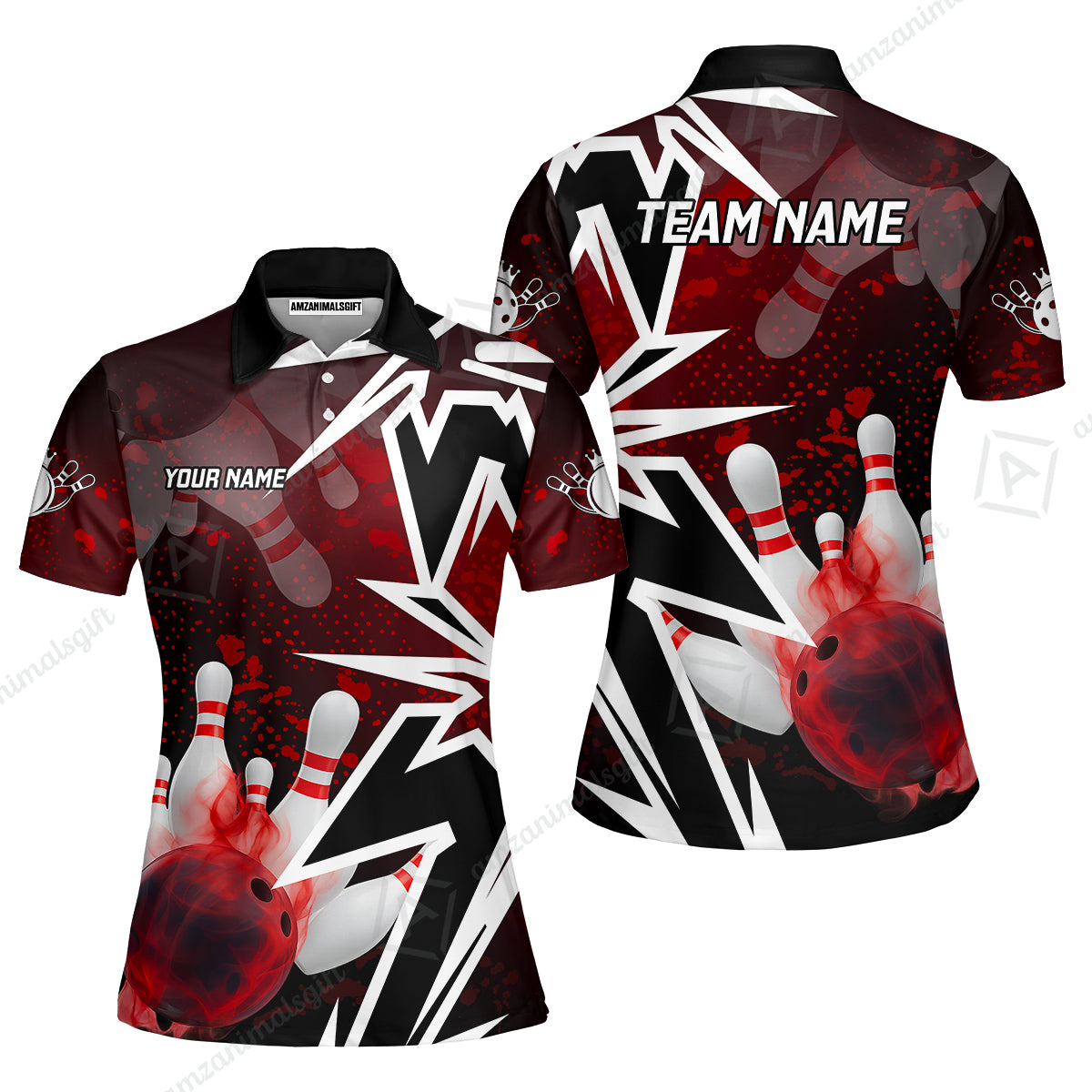 Custom Bowling Team Uniform Jersey Smoke Bowling Graffiti Unisex Polo Shirts, Bowling Uniform, Personalized Name And Team Name