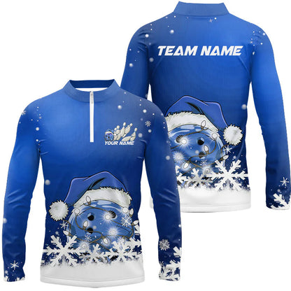 Snowflake Custom Christmas Bowling Shirts, Santa Bowling Team Outfit, Christmas Bowling uniforms Personalized Name And Team Name